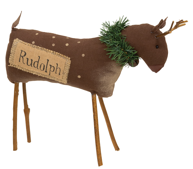 Stuffed Primitive Rudolph Reindeer - 10"H Stuffed Primitive Rudolph Reindeer - 10"H