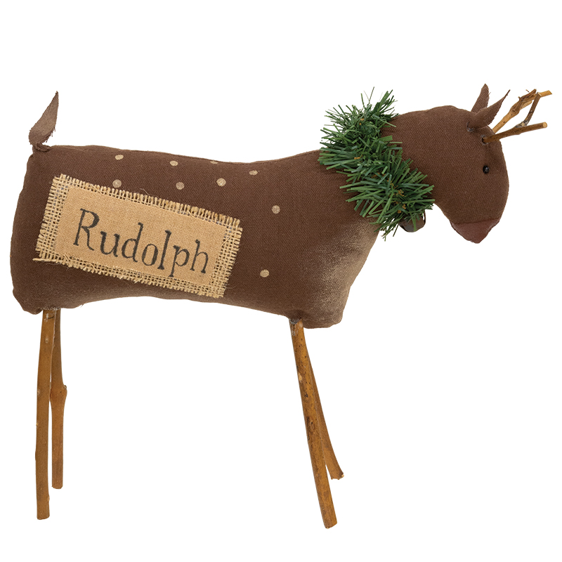 Stuffed Primitive Rudolph Reindeer - 10"H Stuffed Primitive Rudolph Reindeer - 10"H