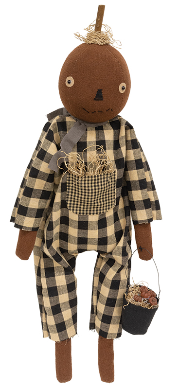 Primitive Pumpkin Boy with Apple Pail Primitive Pumpkin Boy with Apple Pail