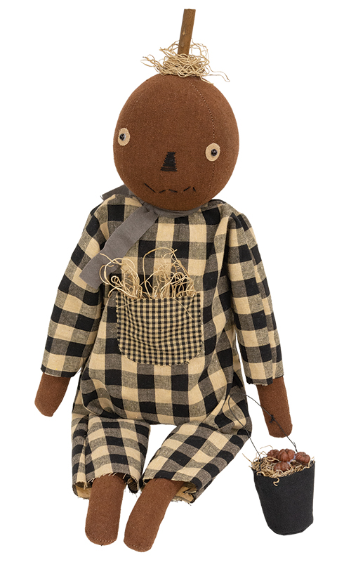 Primitive Pumpkin Boy with Apple Pail Primitive Pumpkin Boy with Apple Pail