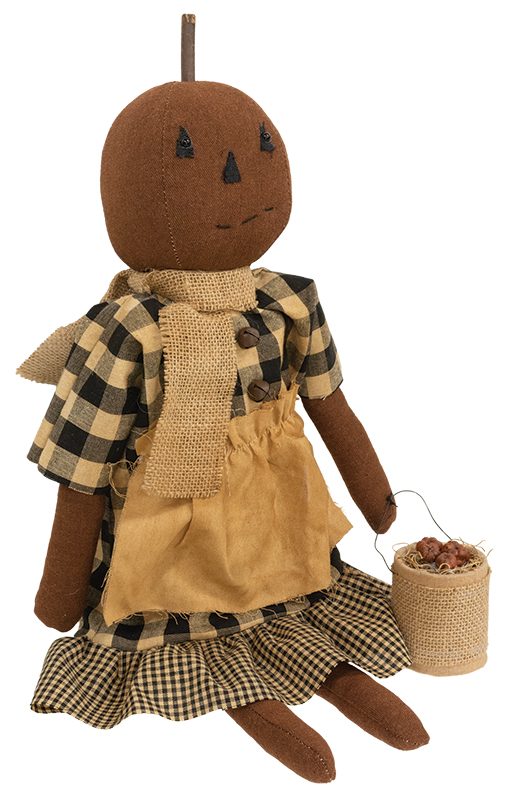 Primitive Pumpkin Girl with Apple Pail Primitive Pumpkin Girl with Apple Pail