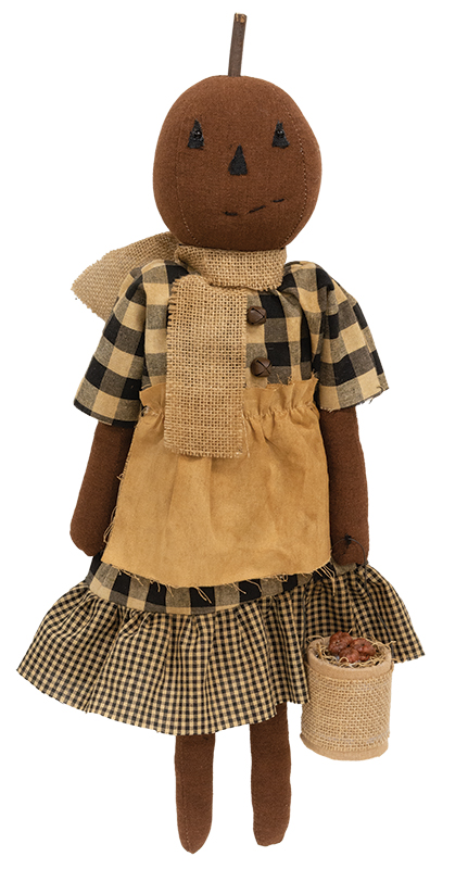 Primitive Pumpkin Girl with Apple Pail Primitive Pumpkin Girl with Apple Pail