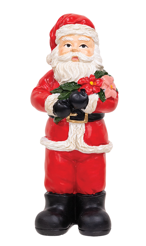 Resin Vintage Santa Holding Poinsettias - 6.75"H