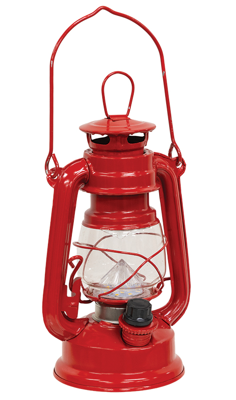 Vintage Red Metal Lantern - 7.5"H