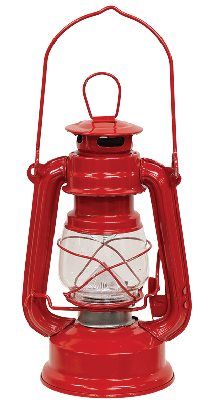 Vintage Red Metal Lantern - 7.5"H