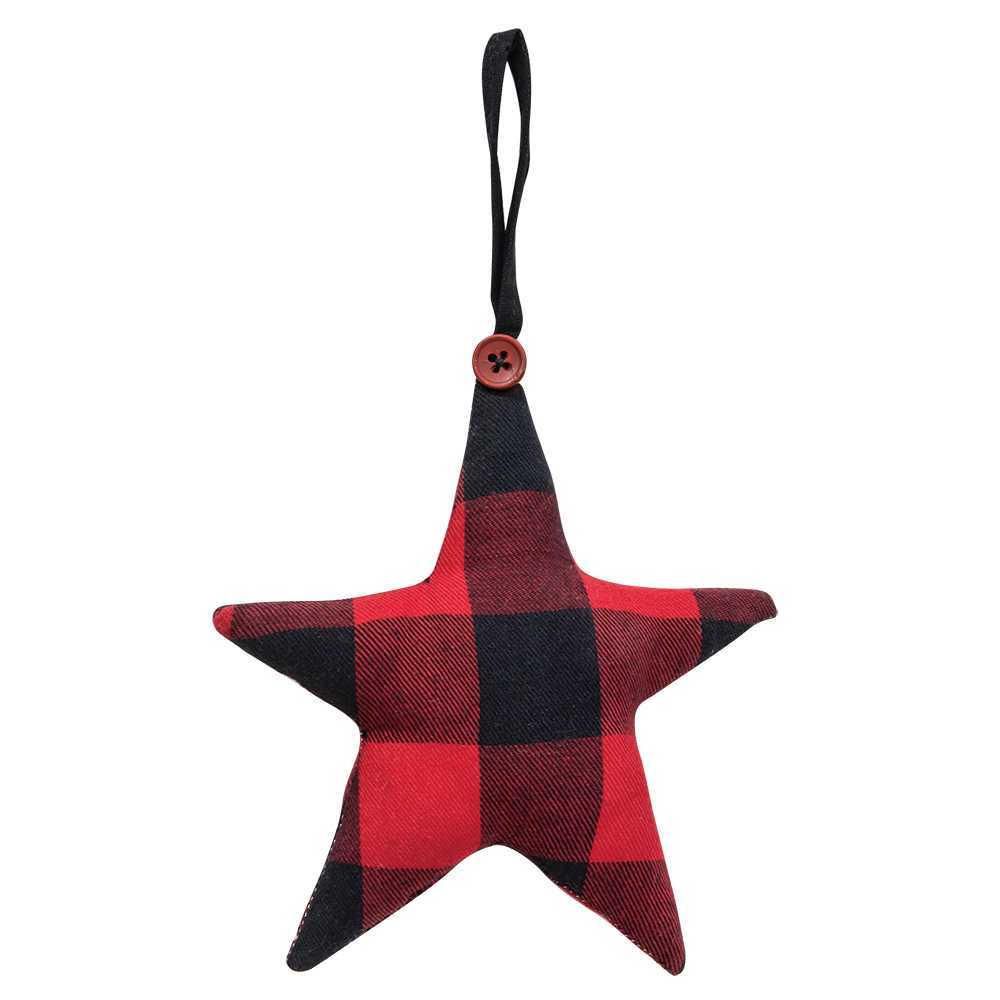 {[en]:Red Buffalo Check Fabric Star Ornament -