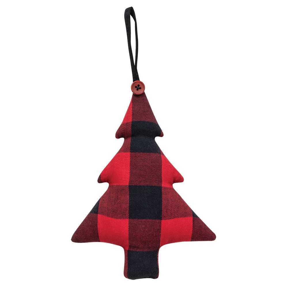 {[en]:Red Buffalo Check Fabric Tree Ornament -