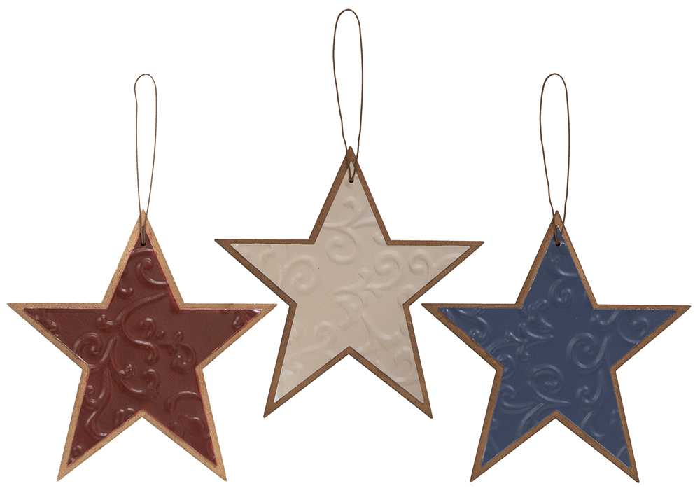 Embossed Metal Star Ornament, 3 asst. - # 34549