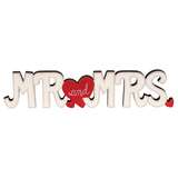 Mr. and Mrs. Wooden Cutout Sitter with Red Hearts