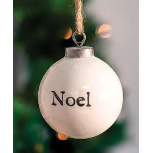 Noel White Enamel Ornament -25001;