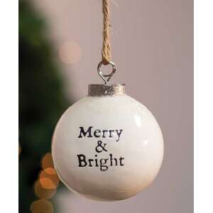 Merry and Bright White Enamel Ornament -25003;
