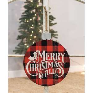 Merry Christmas Buffalo Check Ornament - 70037