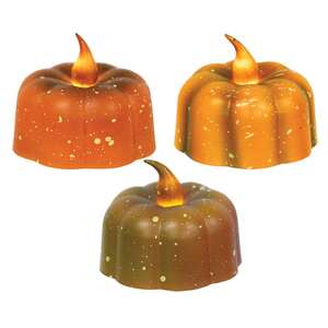 Pumpkin Tealight with Bulb - 3 assorted;