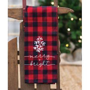 Red Buffalo Check Merry & Bright Christmas Towel 13892