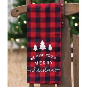 Red Buffalo Check Merry Christmas Towel - # 13893