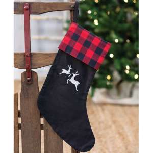 Red Buffalo Check Reindeer Stocking - # 13949B