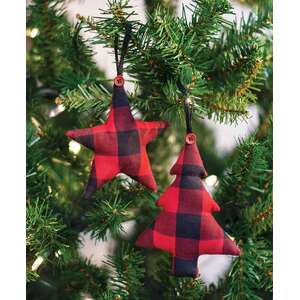 Red Buffalo Check Fabric Tree Ornament -