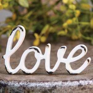 Love Distressed White Resin Figurine - #13129