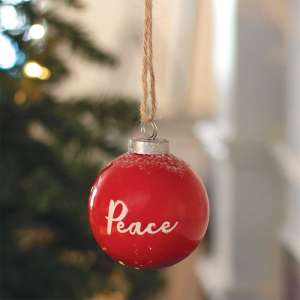 Red Ceramic Peace Ornament - # 25010