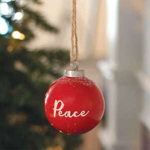 Red Ceramic Peace Ornament -