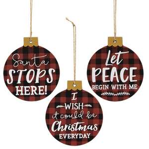 Santa Stops Here Ornament - 3 asst;