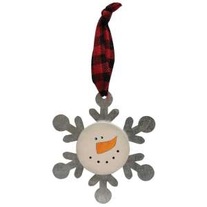Snowman Head Metal Snowflake Ornament - #34680