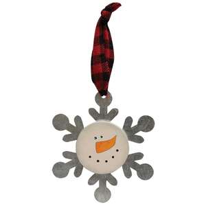 Snowman Head Metal Snowflake Ornament;