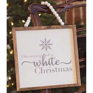White Christmas Beaded Sign -