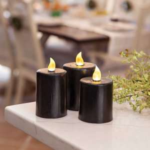 Black Gloss Pillar Candle - 3" x 2"- # 84733