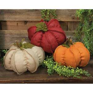 Fabric Pumpkins - Large - 3 asst;
