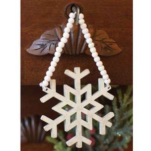 Wooden Snowflake Beaded Ornament - # 34713