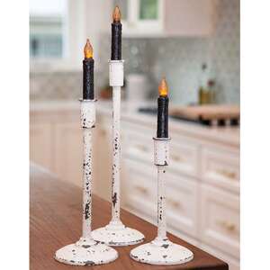 Distressed White Candle Holder - 14.5"  -