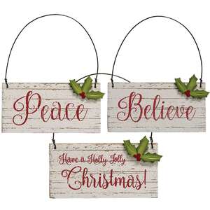Holly Jolly Christmas Ornament - 3 asst;