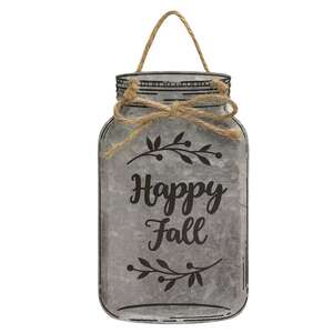Happy Fall Metal Mason Jar Ornament;