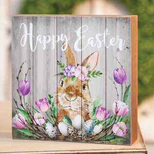Happy Easter Floral Box Sign -