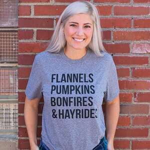 Flannels, Pumpkins, Bonfires, & Hayrides T-shirt L24