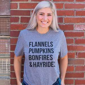 Flannels, Pumpkins, Bonfires, & Hayrides T-shirt - XXL- # L24XXL