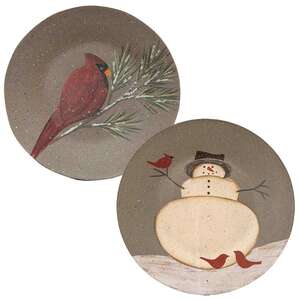 Cardinal and Snowman Plate - 2 asst.;