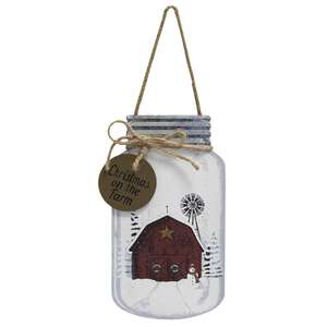 Christmas on the Farm Mason Jar Hanger;