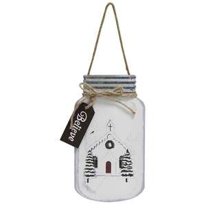 Christmas Church Mason Jar Hanger;