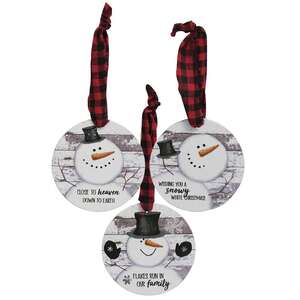 Happy Snowman Shiplap Ornaments - Set of 3