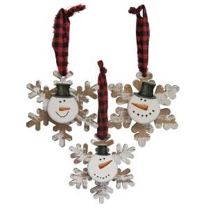 Happy Snowman Snowflake Ornament - 3 Asst - # 34917