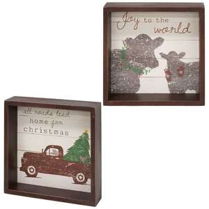 Joy to the World Box Sign - 2 asst;