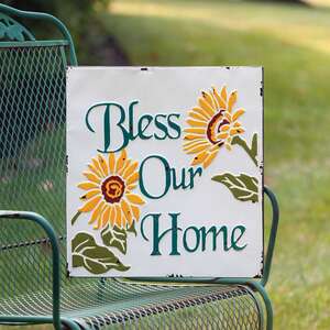 Bless Our Home Vintage Metal Wall Plaque;