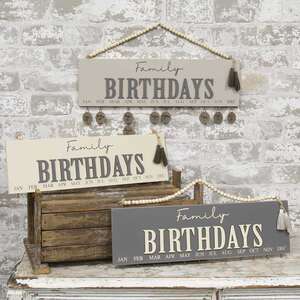 Family Birthday Calendar w/Bead Hanger, 3 asst.;