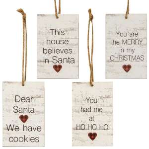 Dear Santa Heart Tag Ornament - Set of 4 - # 35056