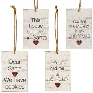 Dear Santa Heart Tag Ornament - Set of 4;