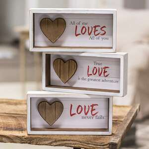 Slat Wood Heart Shadowbox, 3 Asstd.