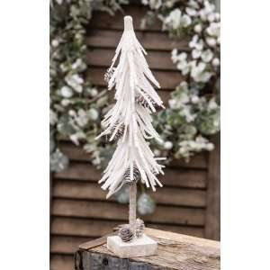 #15064 White Glittered Pinecone Tree 12”