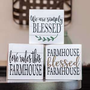 Farmhouse Shiplap Box Sign, 3 Asst.;